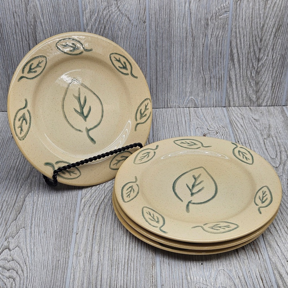 Pier 1 Italia Leaf Handpainted Earthenware Salad Plates Set of 4 Made in Italy